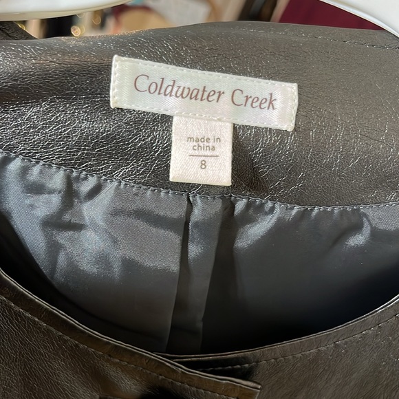 Coldwater Creek  size 8 silver platinum leather jacket swing style 3/4 sleeve - Picture 3 of 8